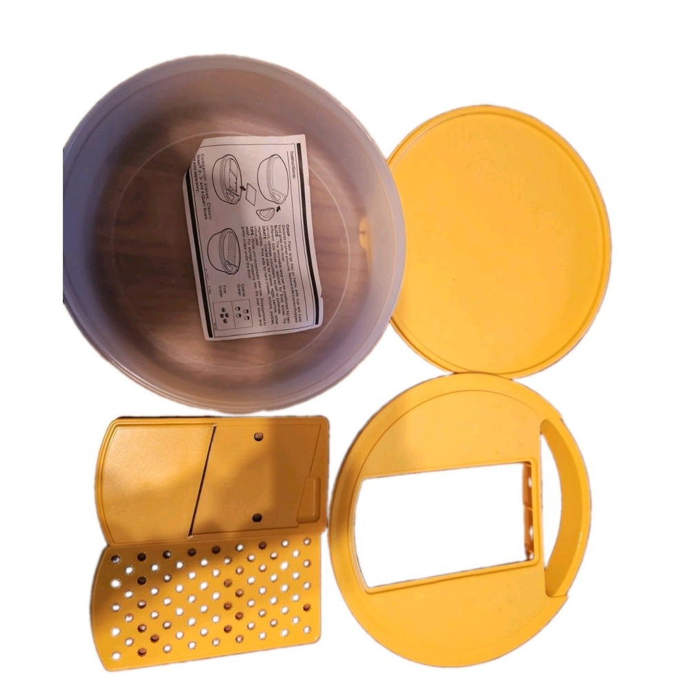 Vintage Tupperware 1849 Yellow Grater Cutting Board Slicer Set  "Kichen Work"